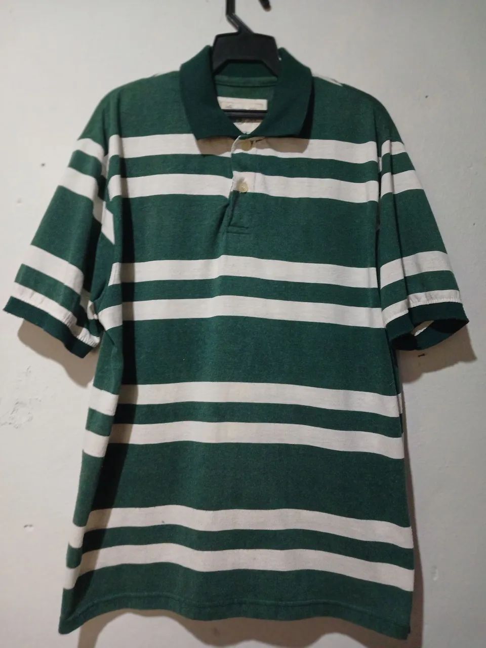 Camisa Polo Listrada Verde e Branca - Foto 3