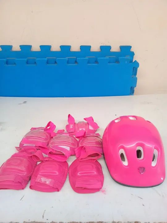 Kit Patins Infantil Rosa e Cinza com Proteções - Foto 6