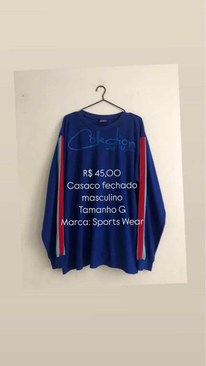 Casaco fechado masculino Tamanho G