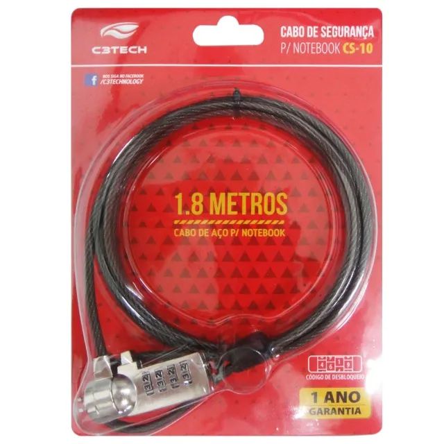 Cabo de Seguranca Com Senha Para Notebook CS-10 C3Tech  - Foto 2