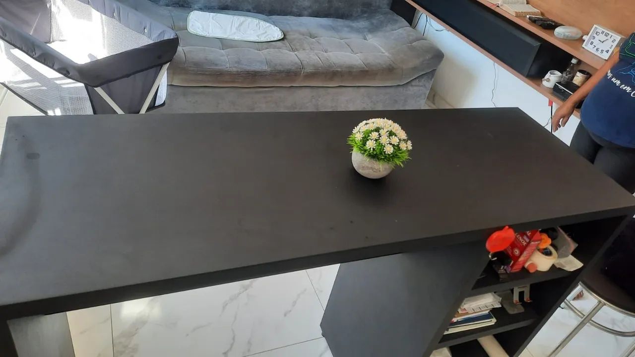Mesa bancada madeira com nicho  - Foto 3