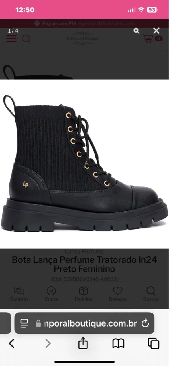 Bota Lança Perfume Tratorada In24 Preto Feminino - Foto 5