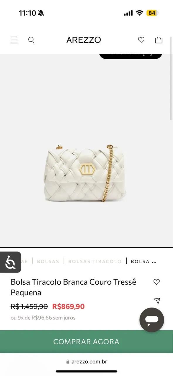 Bolsa Tiracolo Arezzo Branca - Couro legítimo  - Foto 2