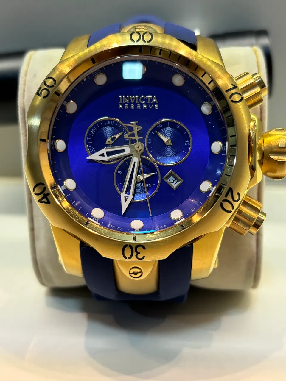 relógio invicta pro diver 22765 dourado azul quartzo 50mm