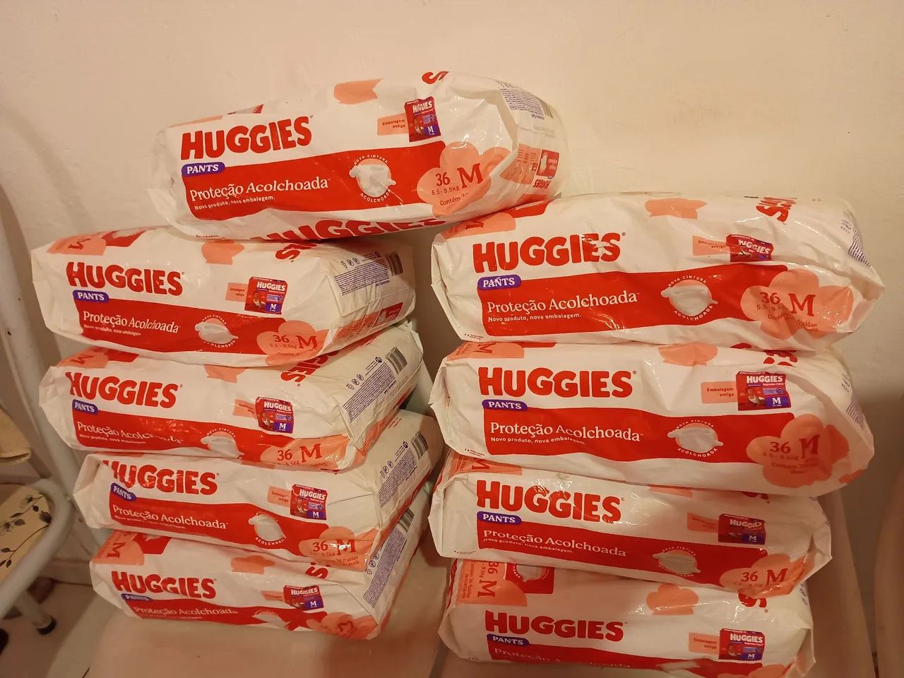 9 pacotes fralda Huggies M - Proteção Acolchoada
