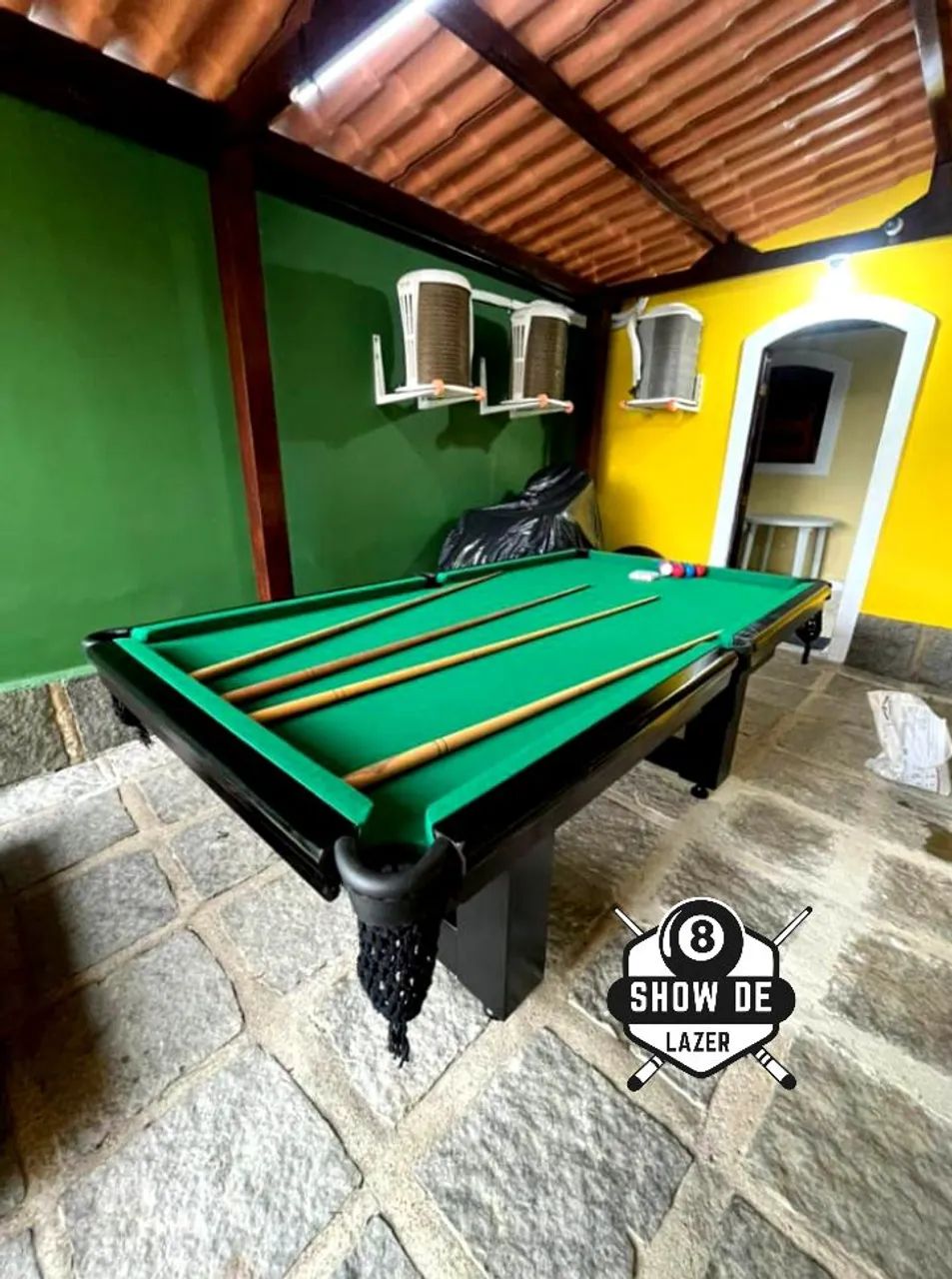 Sinuca De Rede Super Luxo Preta Forração Verde  - Foto 4
