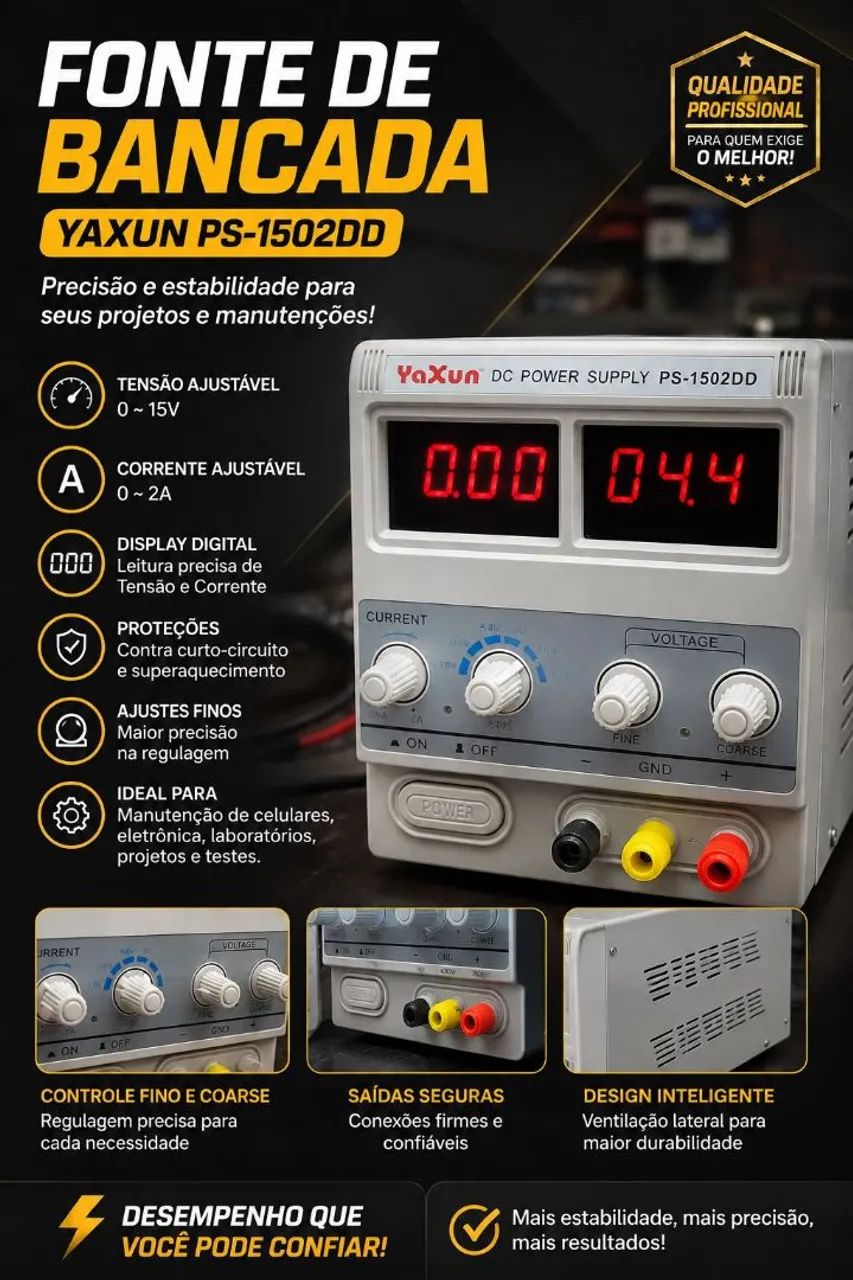 Fonte de Bancada Yaxun PS-1502DD
