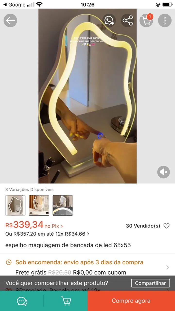 Espelho de led