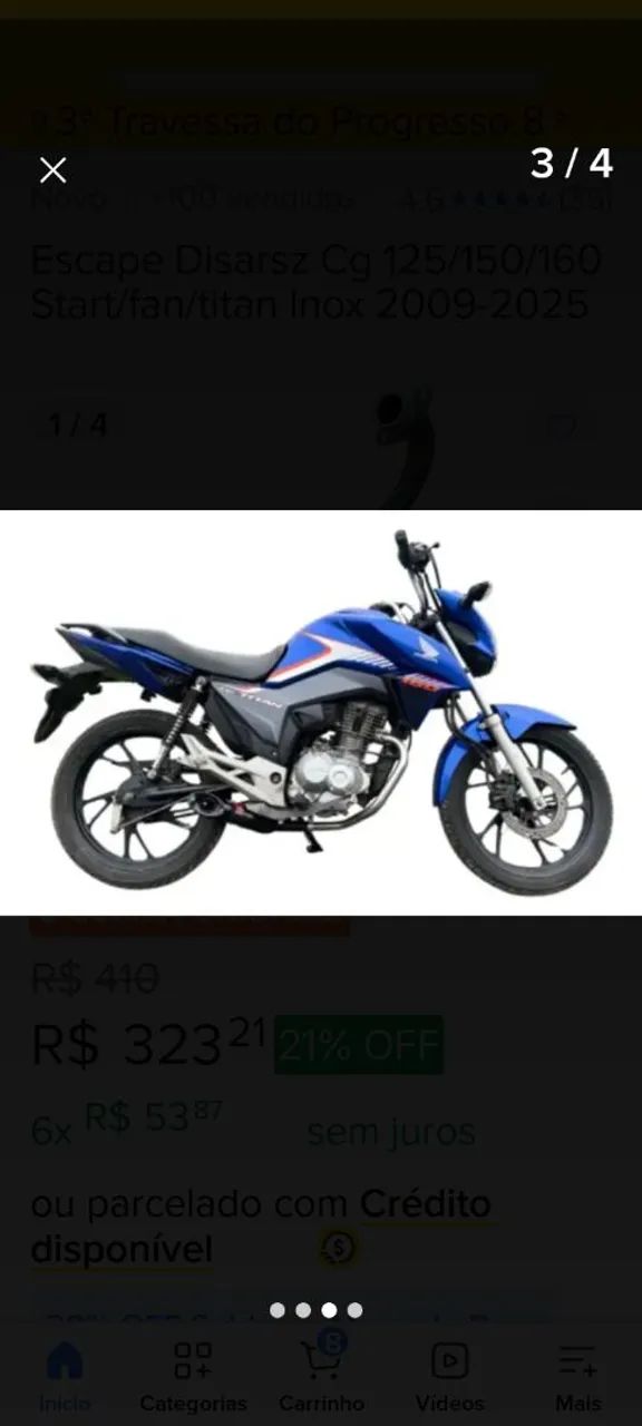 Escape esportivo Disariz para cg Honda , 2016 até 2024  - Foto 2