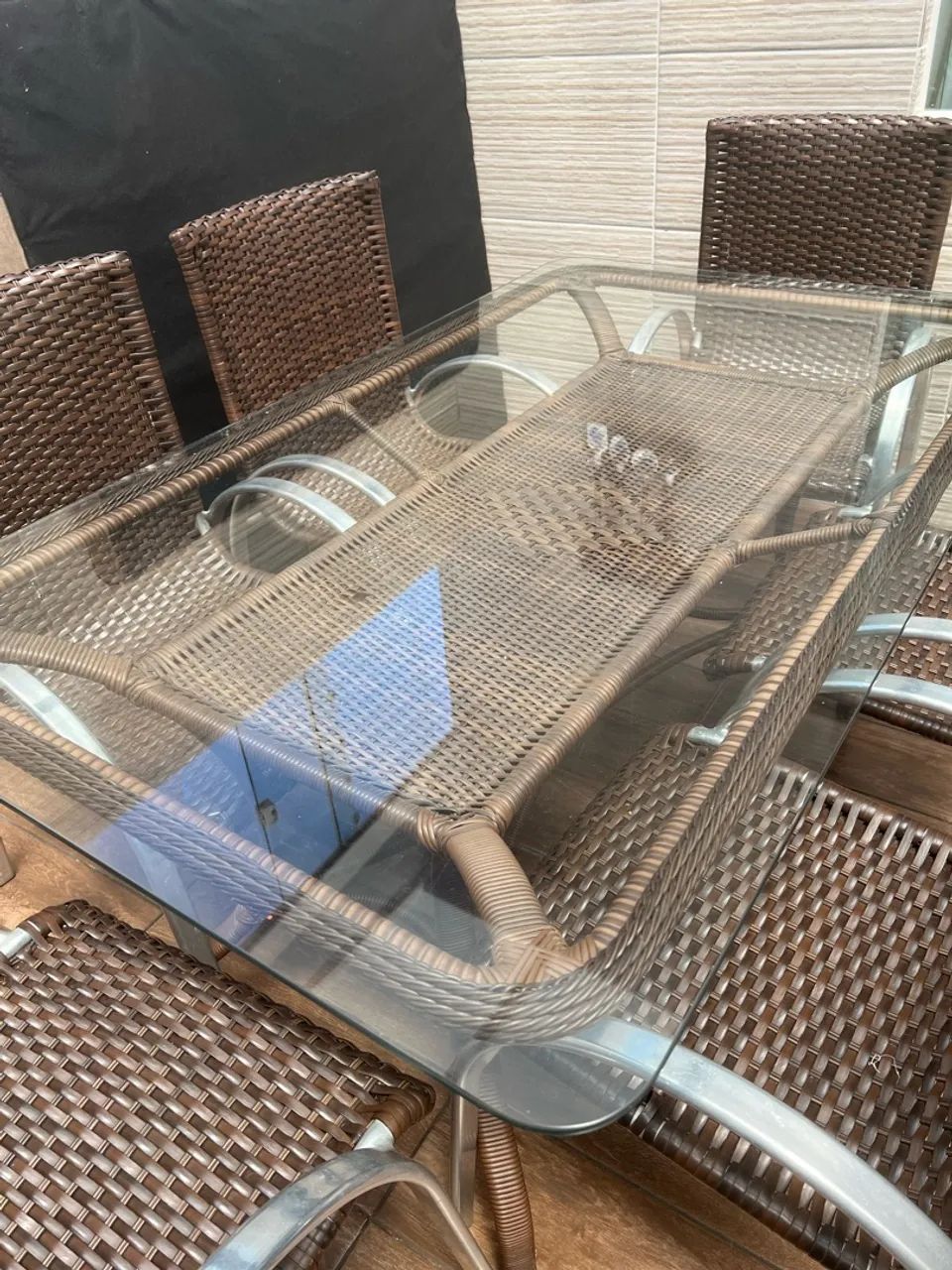 Mesa externa tramada com vidro  - Foto 2