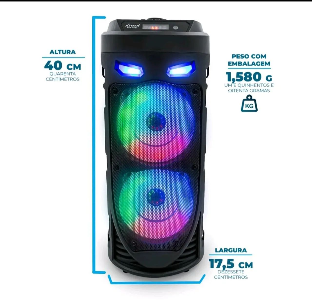 Caixa de Som Bluetooth Portátil Grande Com Microfone E Controle Remoto Multimídia LED - Foto 3
