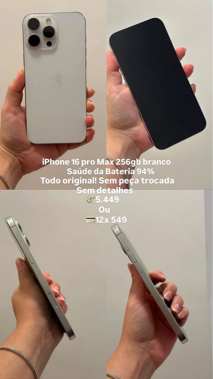 iPhone 16 pro Max bateria 94% impecável 