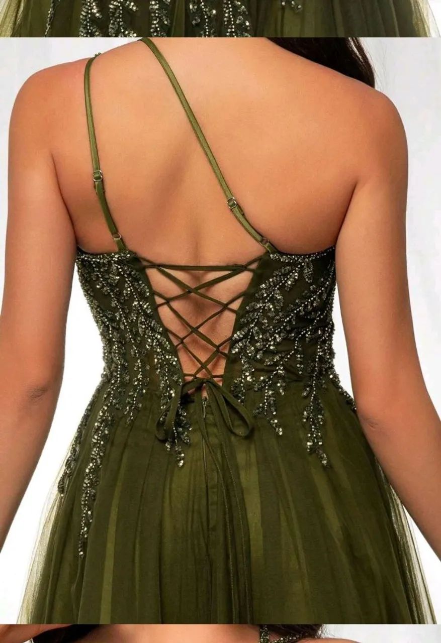 VESTIDO DE FESTA VERDE OLIVA - Foto 3