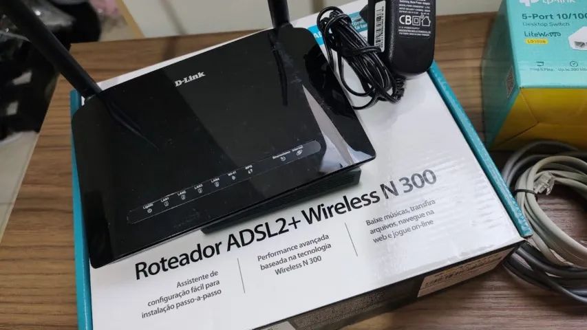 Kit Rede D-Link N300 + Switch TP-Link 5 Portas + Fonte e Cabos - Foto 2