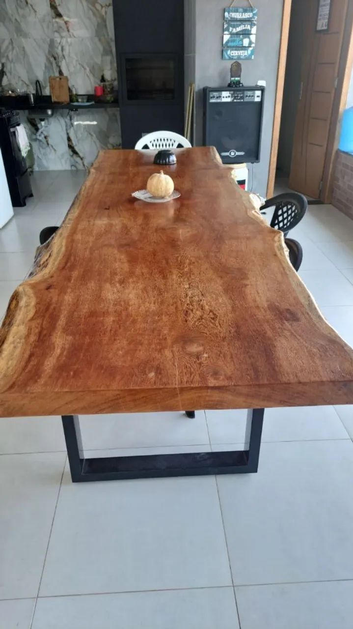 Mesa de madeira rústica de 3 metros - Foto 4