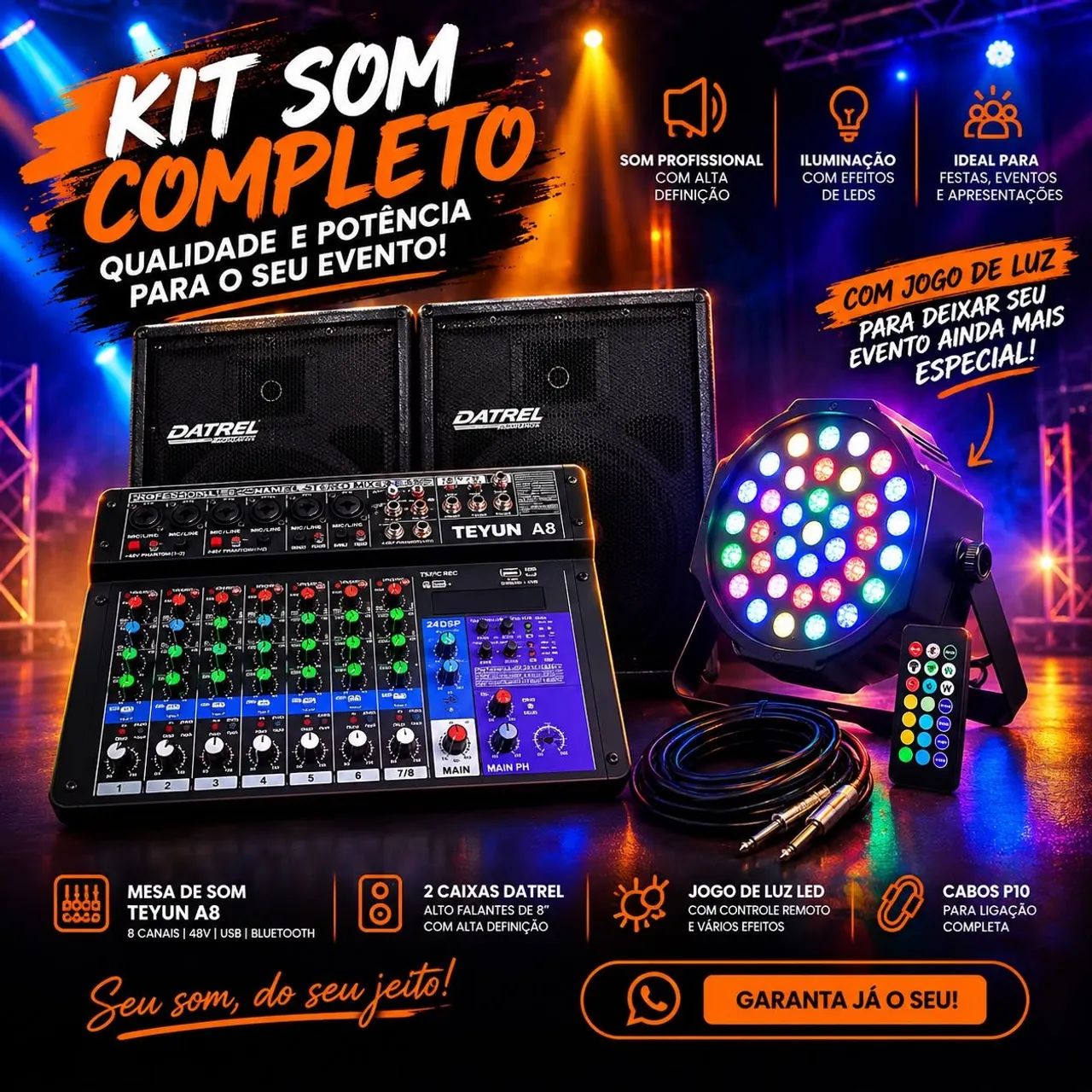 Equipamento de som e iluminação pra eventos 