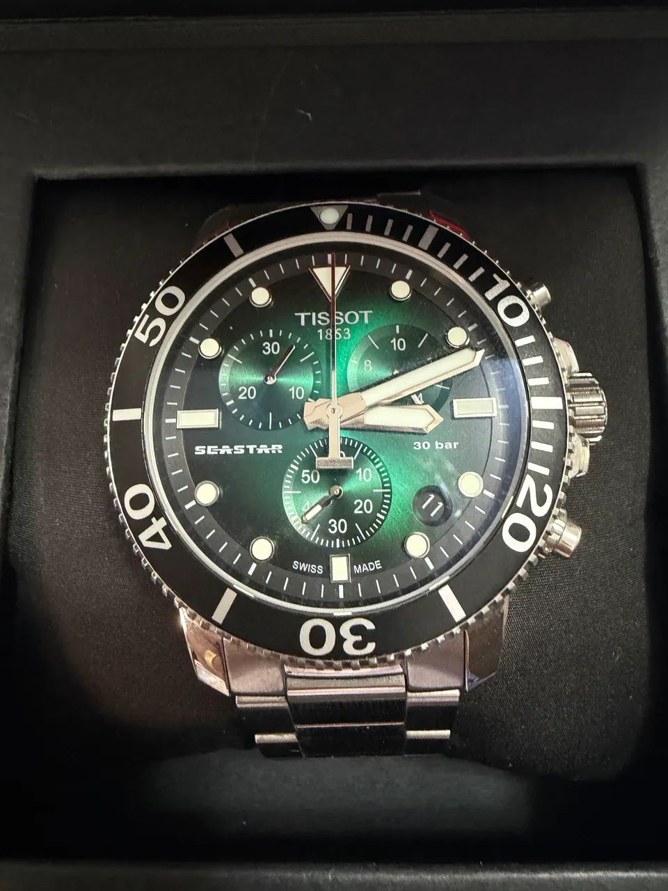 Tissot Seastar 1000 Chronograph Original Verde - Caixa e Certificado - Foto 2