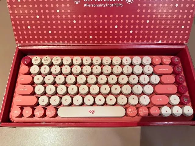 teclado logitech pop keys rosa403953390380666882