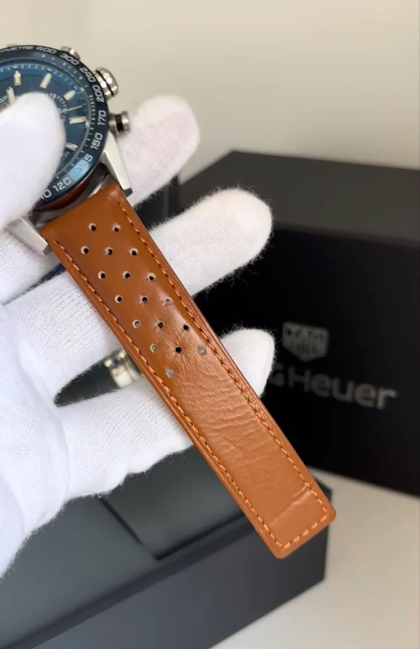 Relogio Premium Tag Couro - Azul - 43mm - Safira  - Foto 3