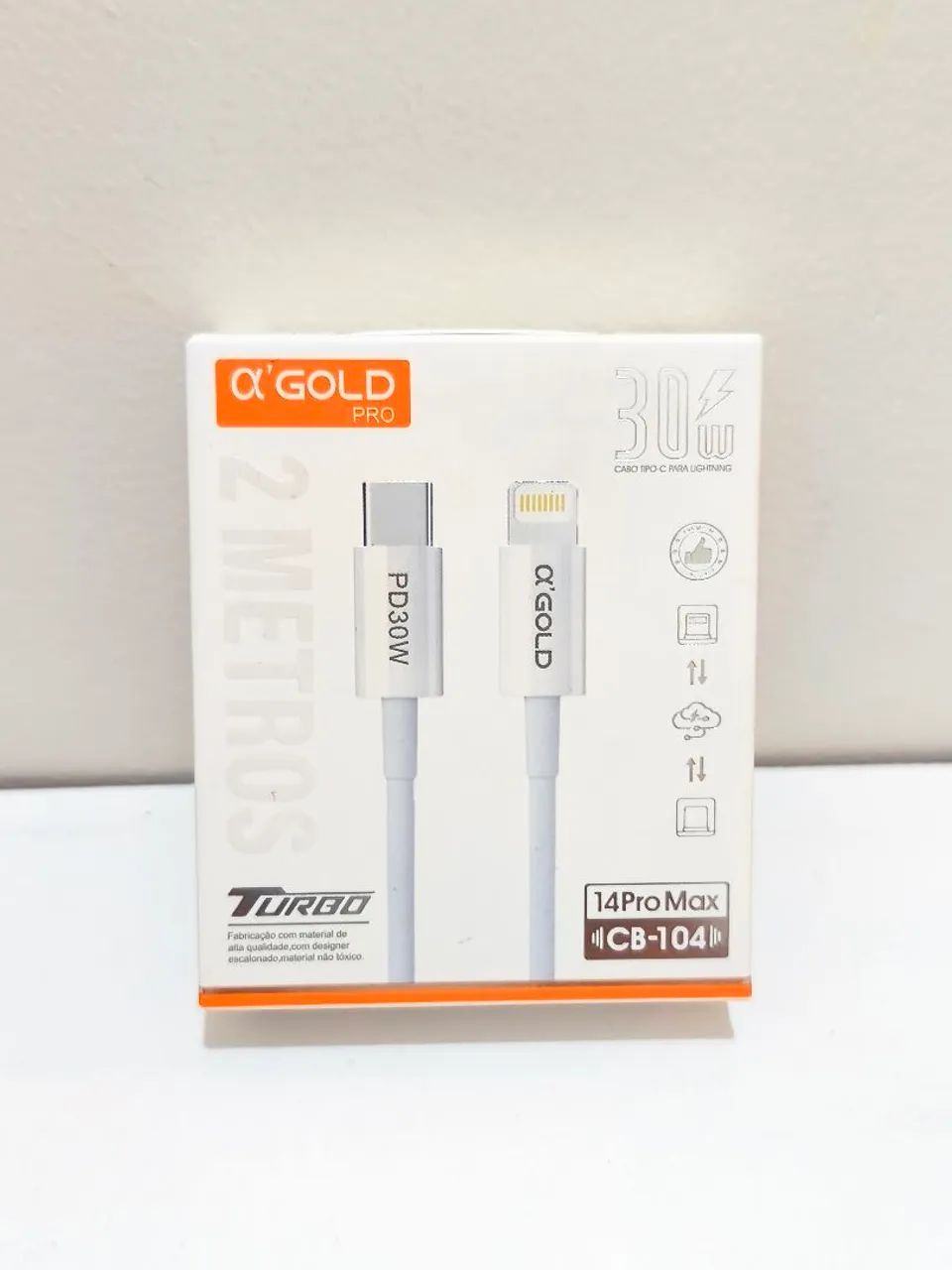 Cabo 2 Metros Tipo C para Lightning 30W A'GOLD 