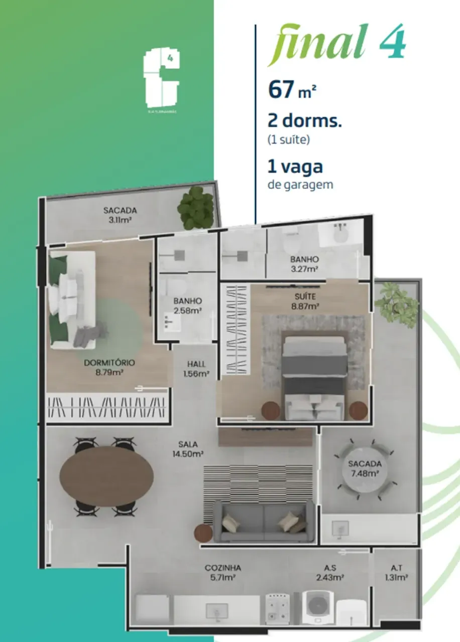 PLANTA 67m²