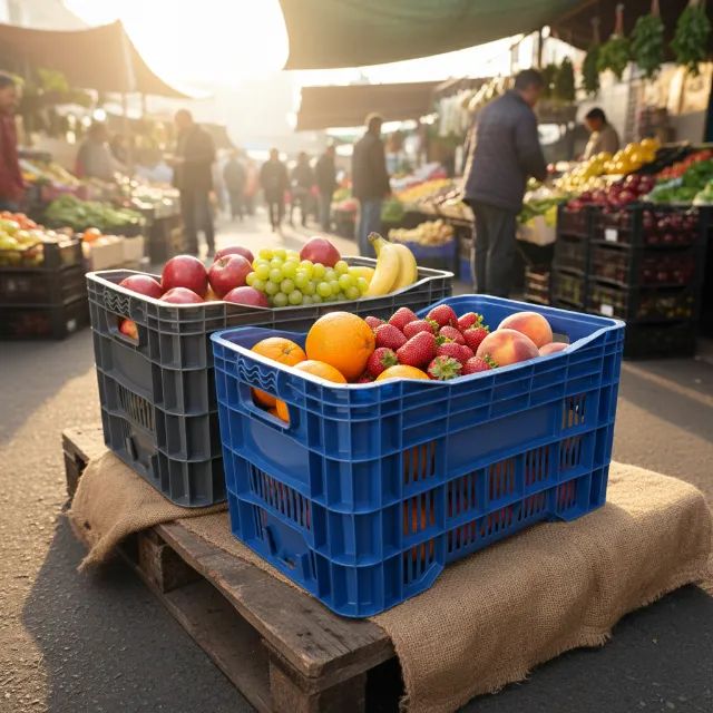 2 Caixas Hortifruti PL 5003 Cores Preto ou Azul e 53x33x30cm - Foto 3