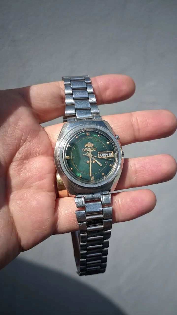 Relógio Orient 3 Estrelas Automático ? Mostrador Verde Sunburst - Foto 2