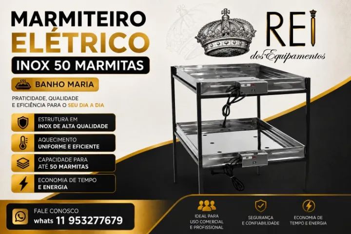 Marmiteiro Elétrico 50 Marmitas Com Pé ( Banho Maria )