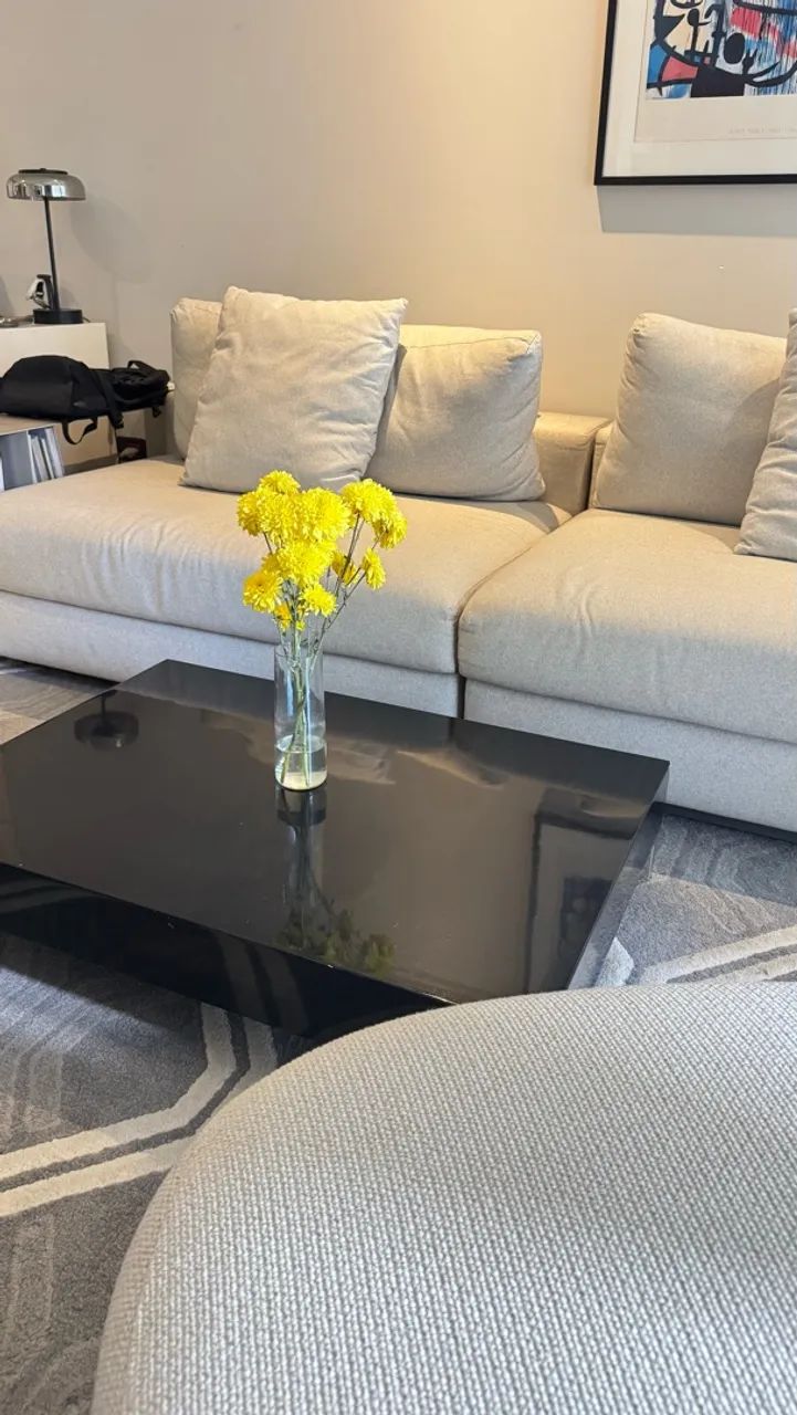 Mesa de centro preta laqueada com pés de inox - Foto 4