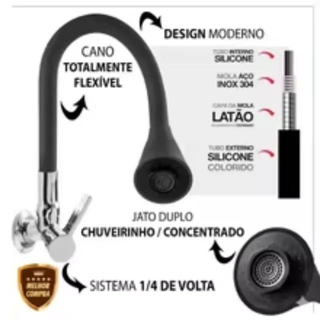 TORNEIRA GOURMET INOX PRATA COM ROTAÇÃO 360° - Foto 2