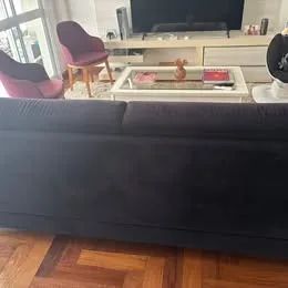  Sofá Preto de Veludo 2 metros - Foto 5