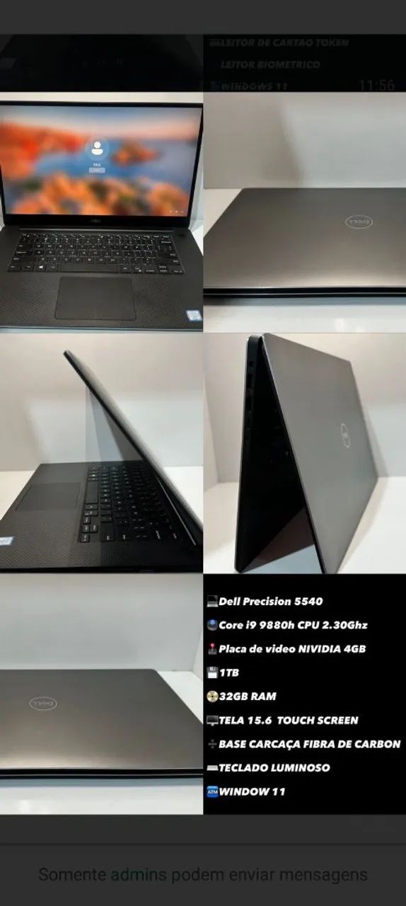 Dell 5540 cora i9 32 GB ram 1tb ssd m2  touch screen 