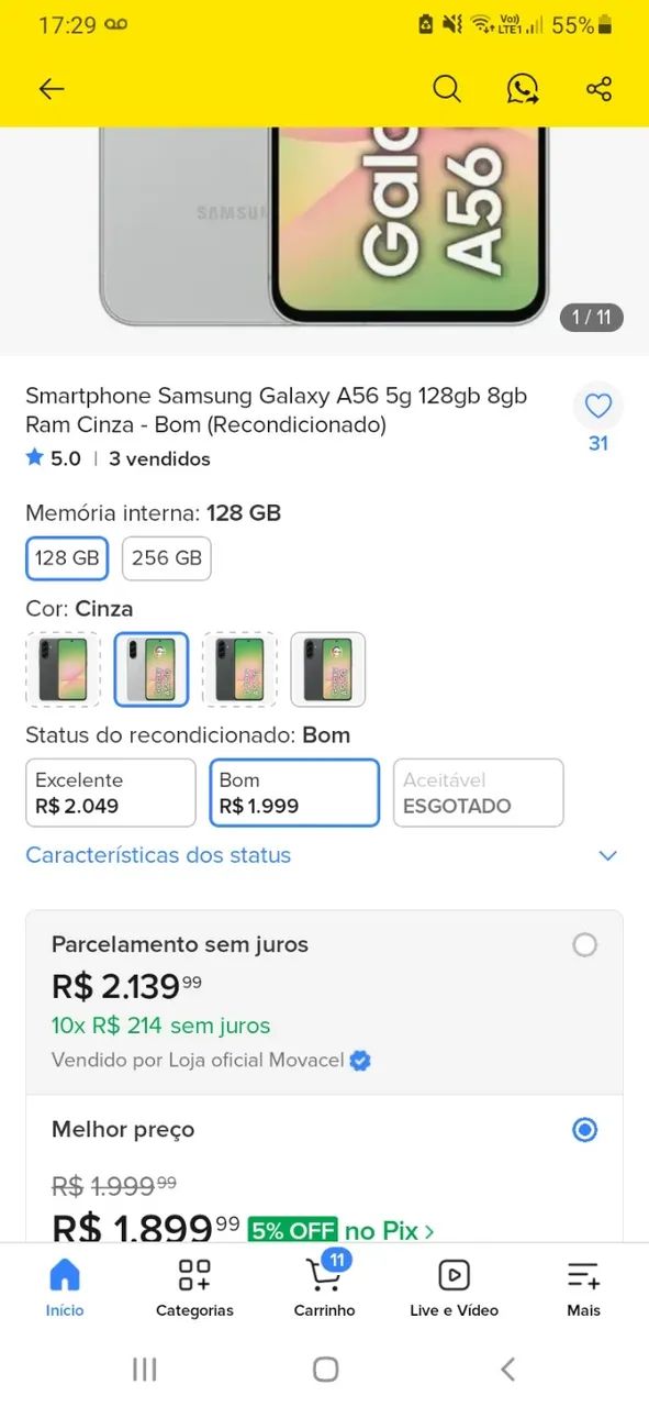 A56 samsung 128G - Foto 2