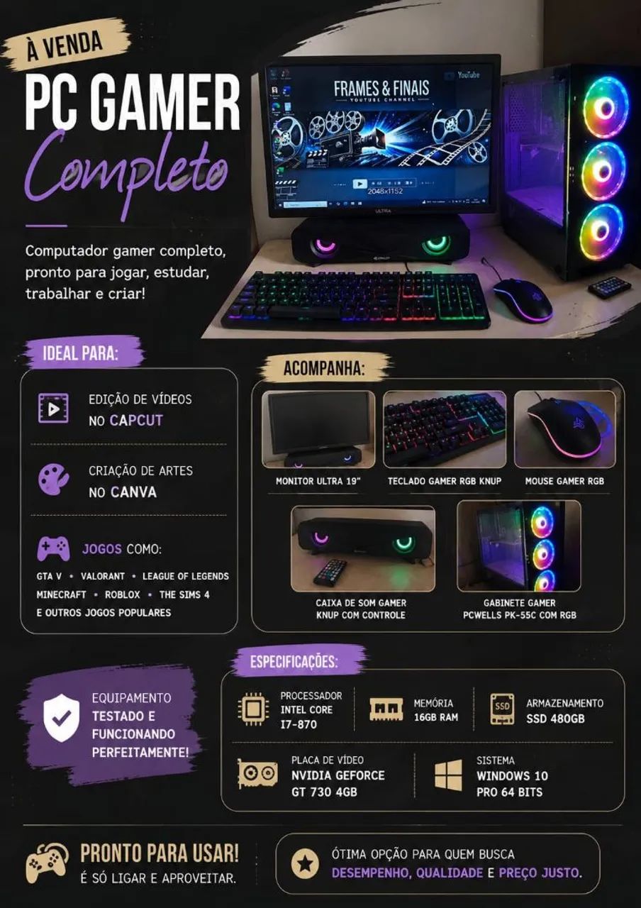Computador - trabalho, jogos.