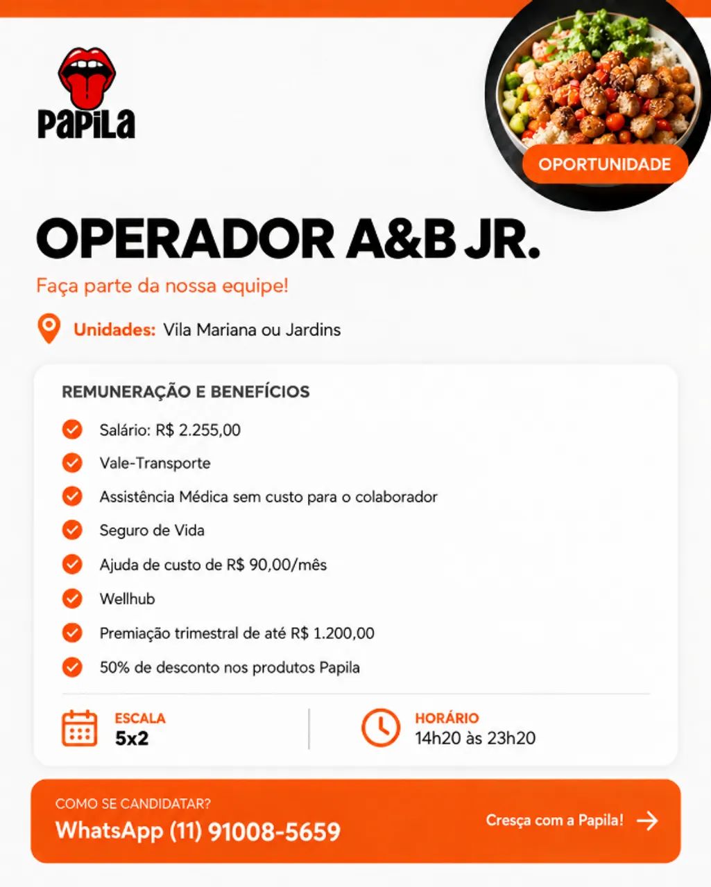 TEMOS VAGAS EM DIVERSAS REGIÕES DE SP