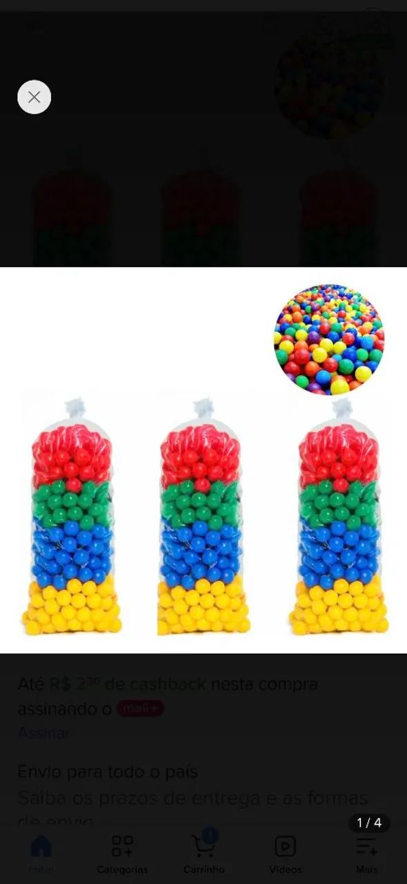 Vendo 500 bolinhas de piscina infantil 