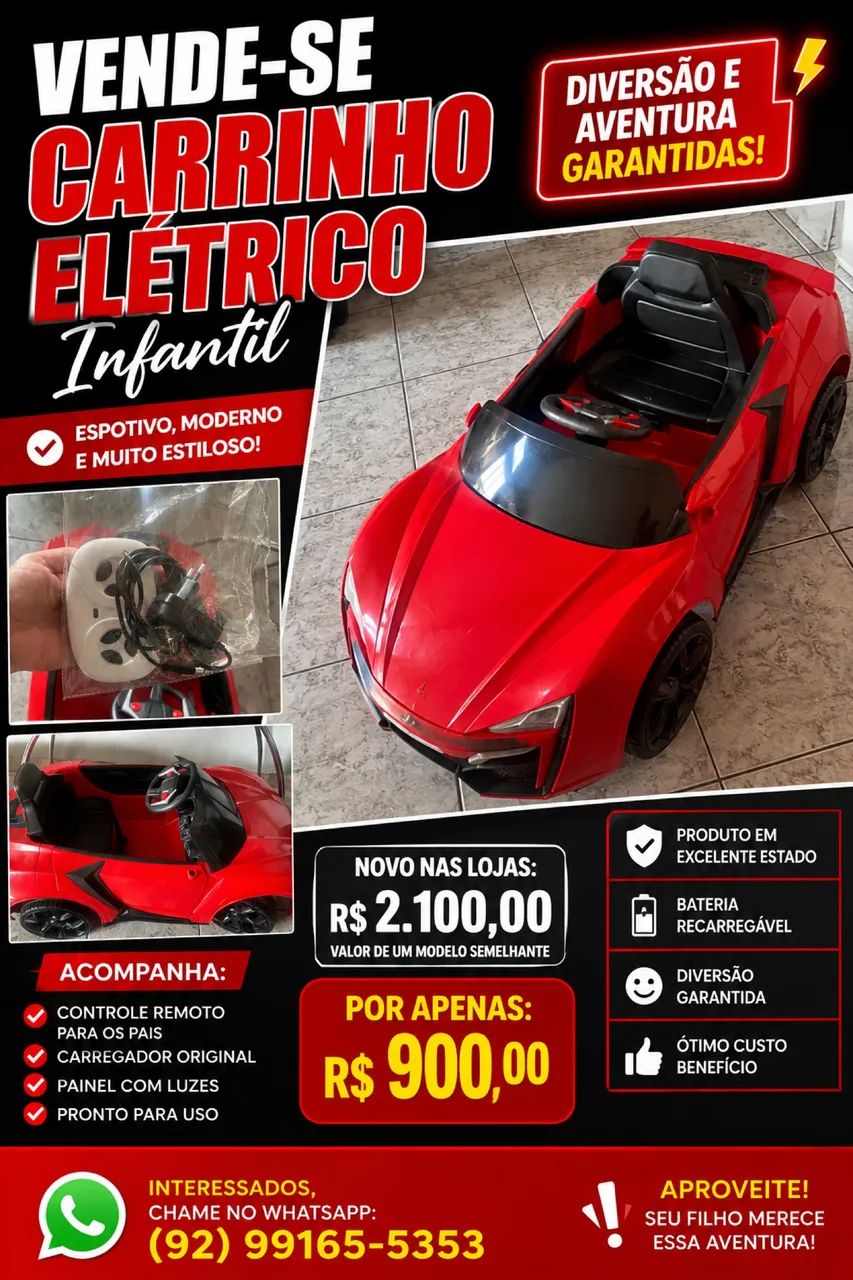 Vendo carrinho elétrico infantil 