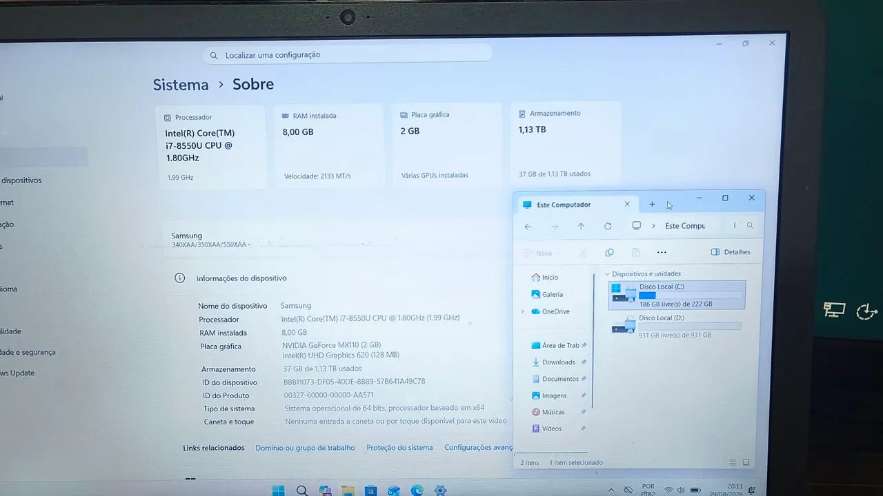 Notebook Samsung i7 8°+Placa Nvidia+ SSD e HD 1TB - Foto 4