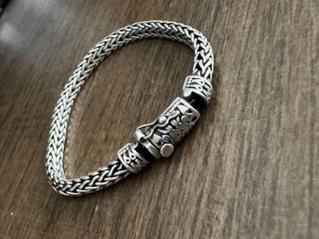 Pulseira Bali Prata 925 43g Trançada Fecho Gaveta