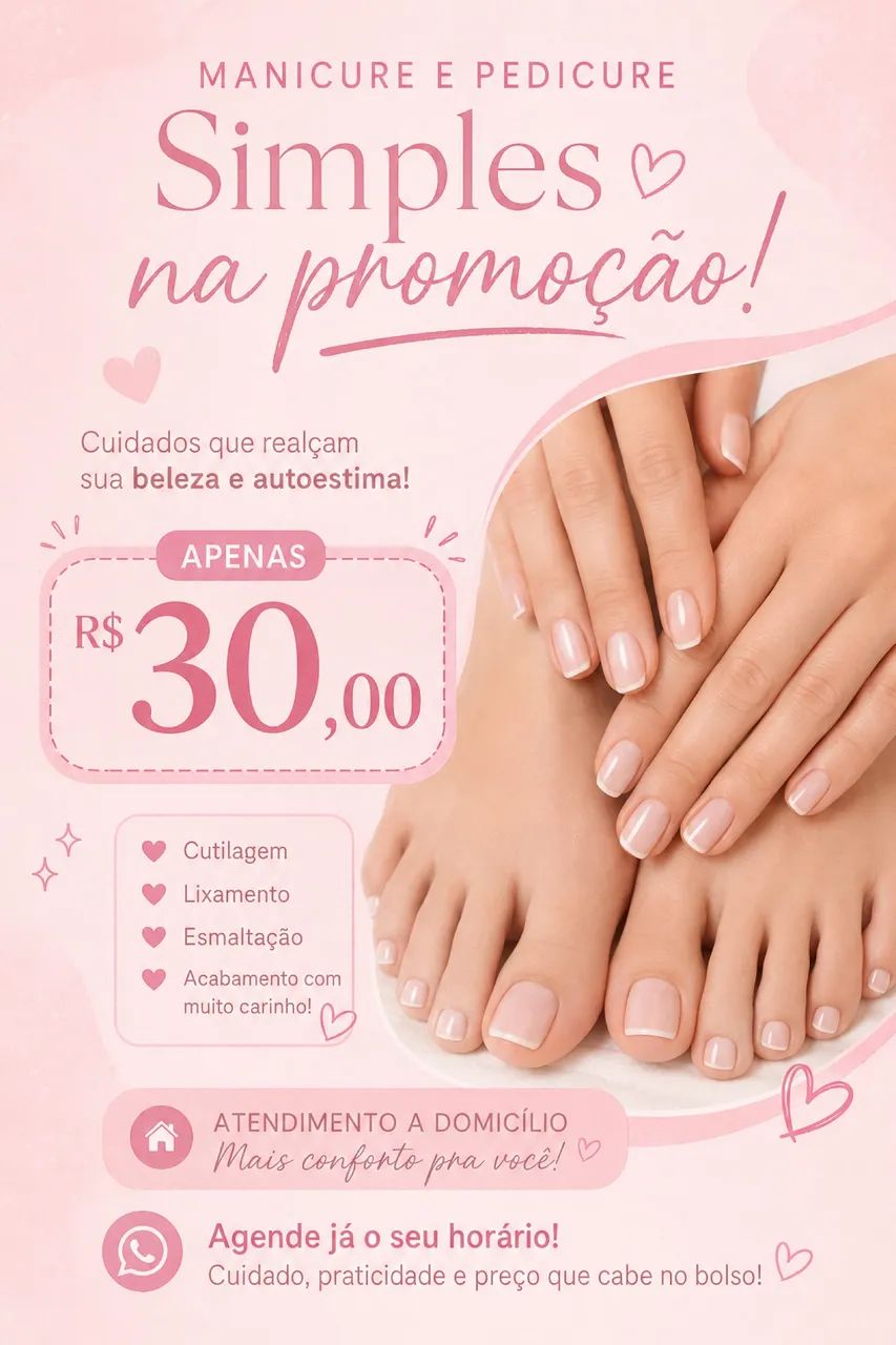 Manicure e pedicure a domicílio 
