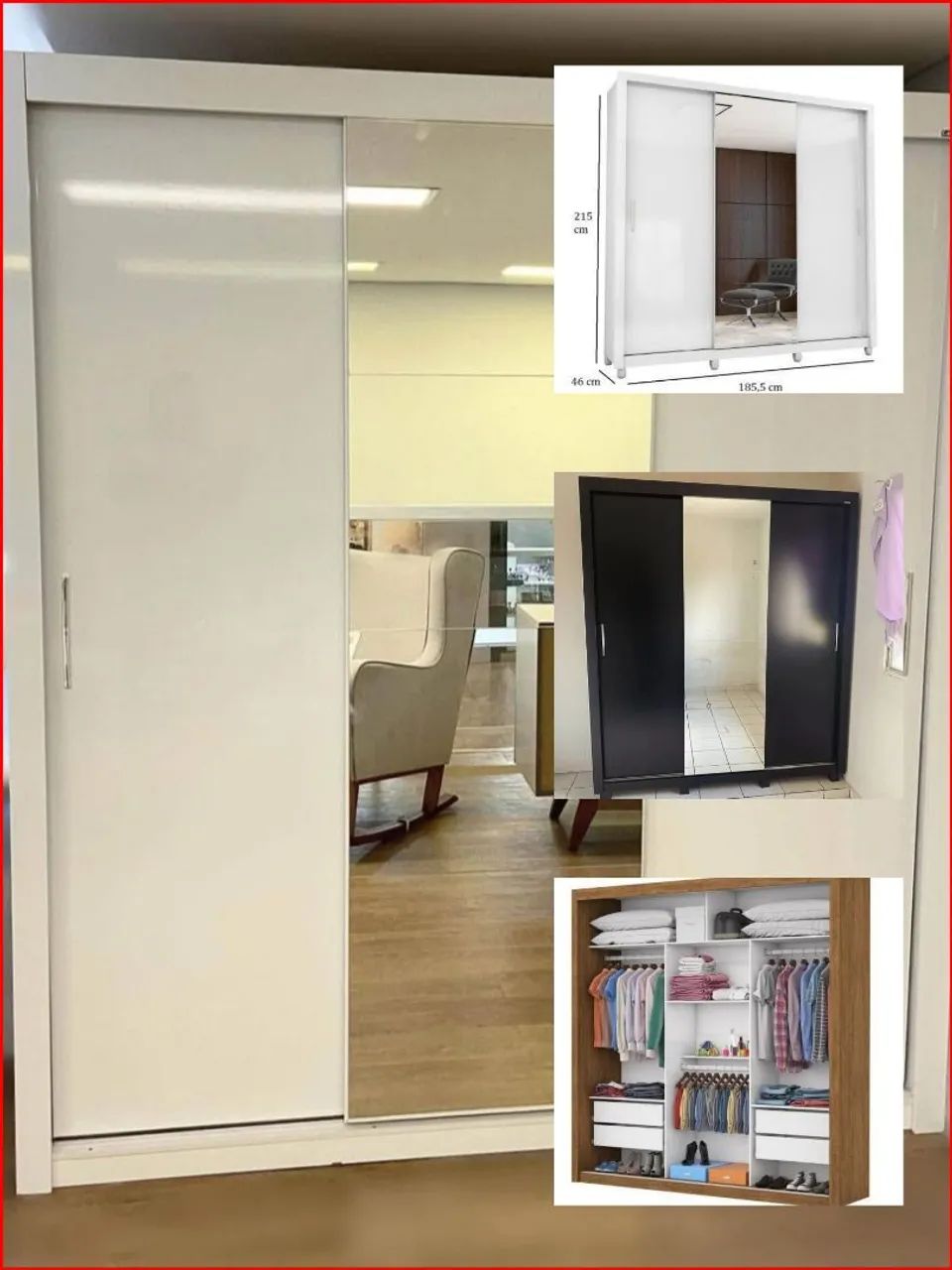 Oportunidade GUARDA ROUPA COM ESPELHO DE BRINDE