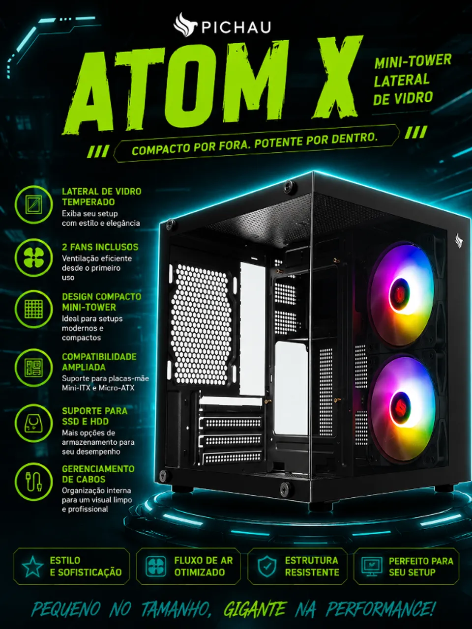その他 GT-8 Guardian Gabinete Gamer Acegeek Guardian D441, Mid-Tower, Lateral de Vidro