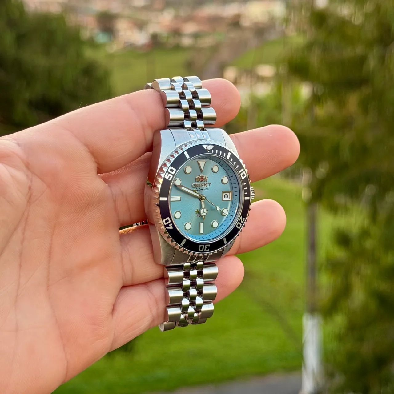 Orient Submarine 39mm Azul Celeste Automatico - Foto 4