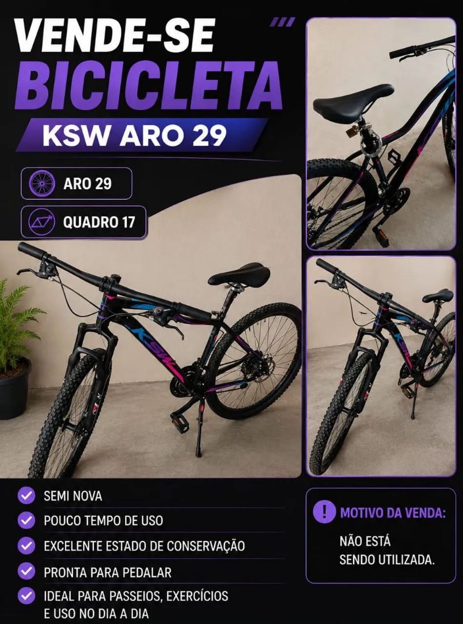 Bicicleta aro 29, semi nova!