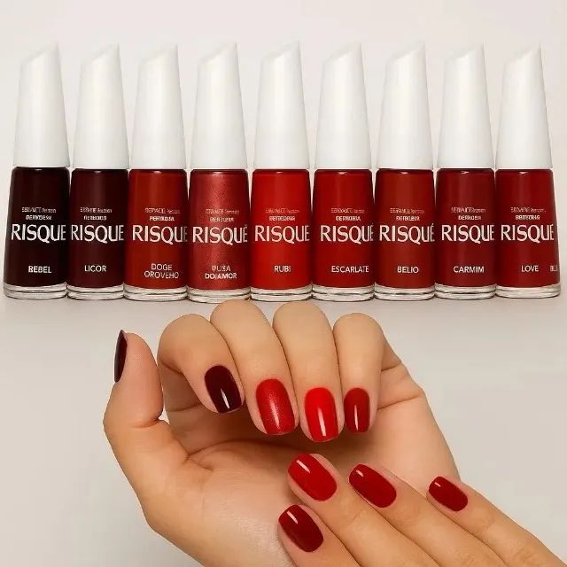 Kit 10 Esmaltes Risque Vermelhos Clássicos Vermelho - Foto 5