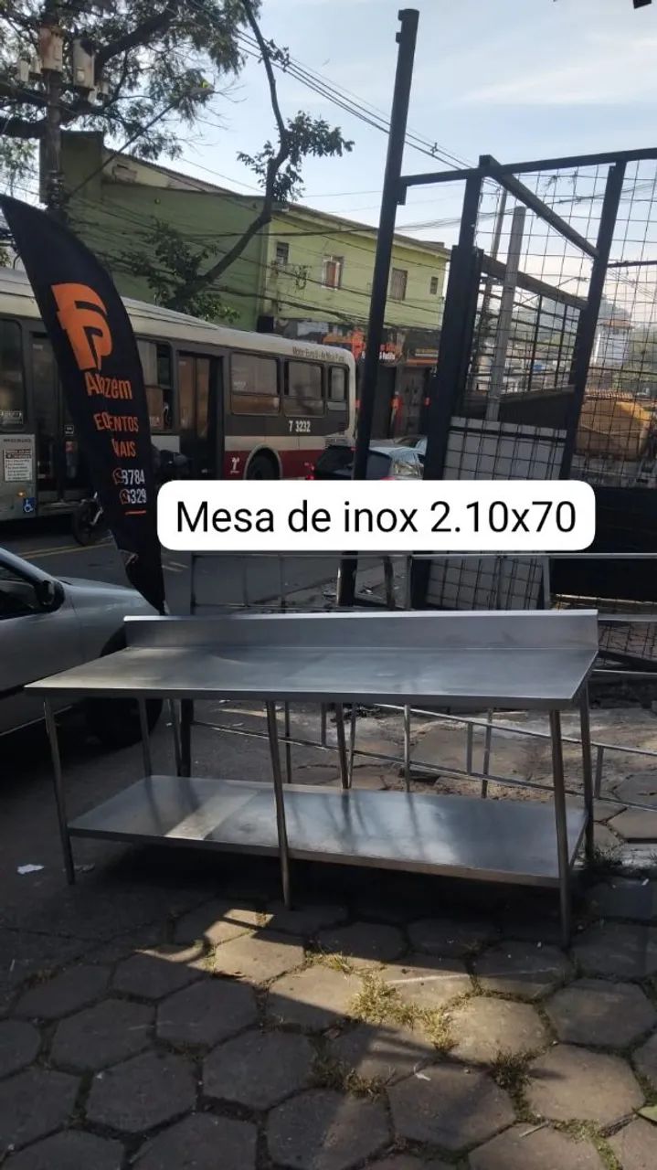 Mesa bancada de inox 2.00x70