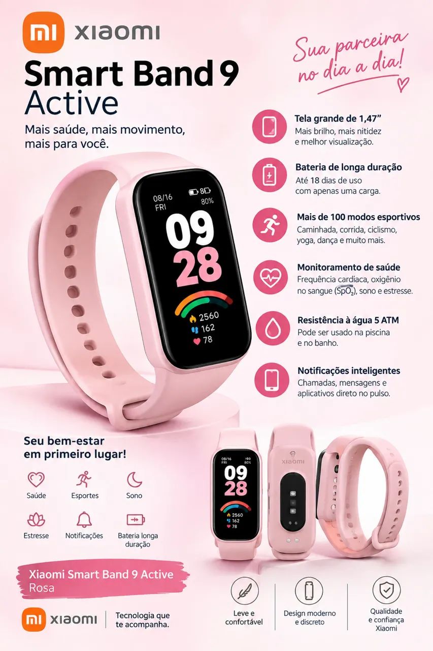 Relógio Smart Band 9 active Xiaomi (Original)