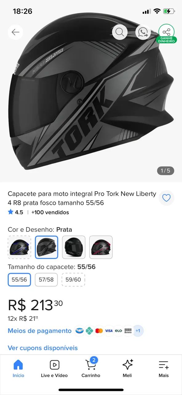 Capacete tork new 