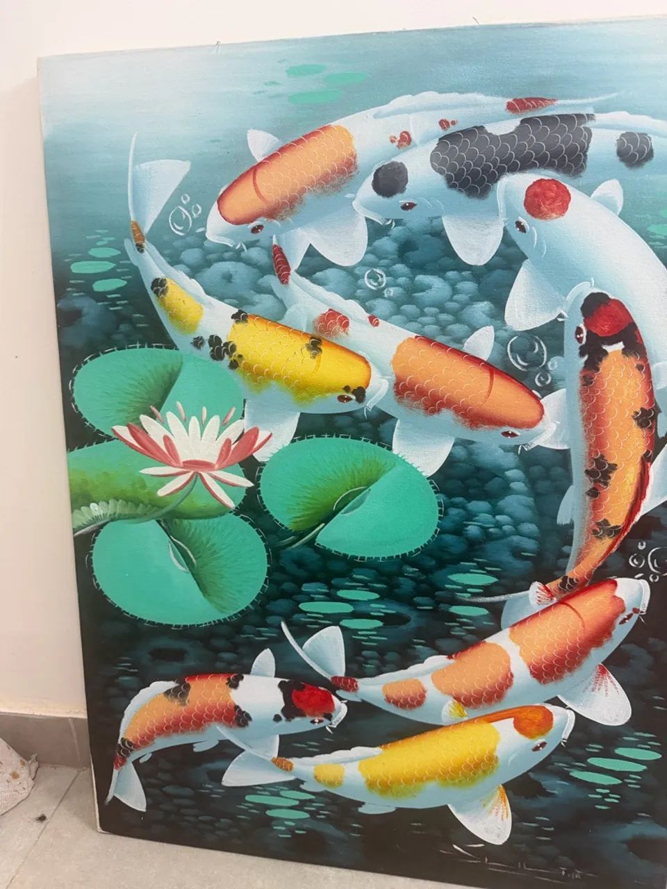 Quadro a óleo carpas  - Foto 2