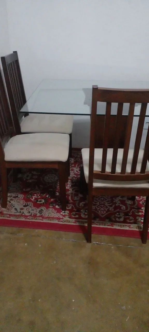 Mesa vidro 4 cadeiras 